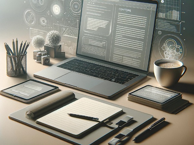 Content erstellen Laptop auf einem Schreibtisch stehend