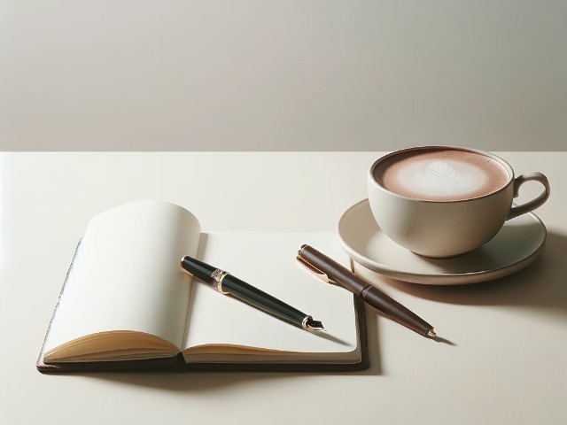 Content erstellen mit einem Notizbuch und einem Stift